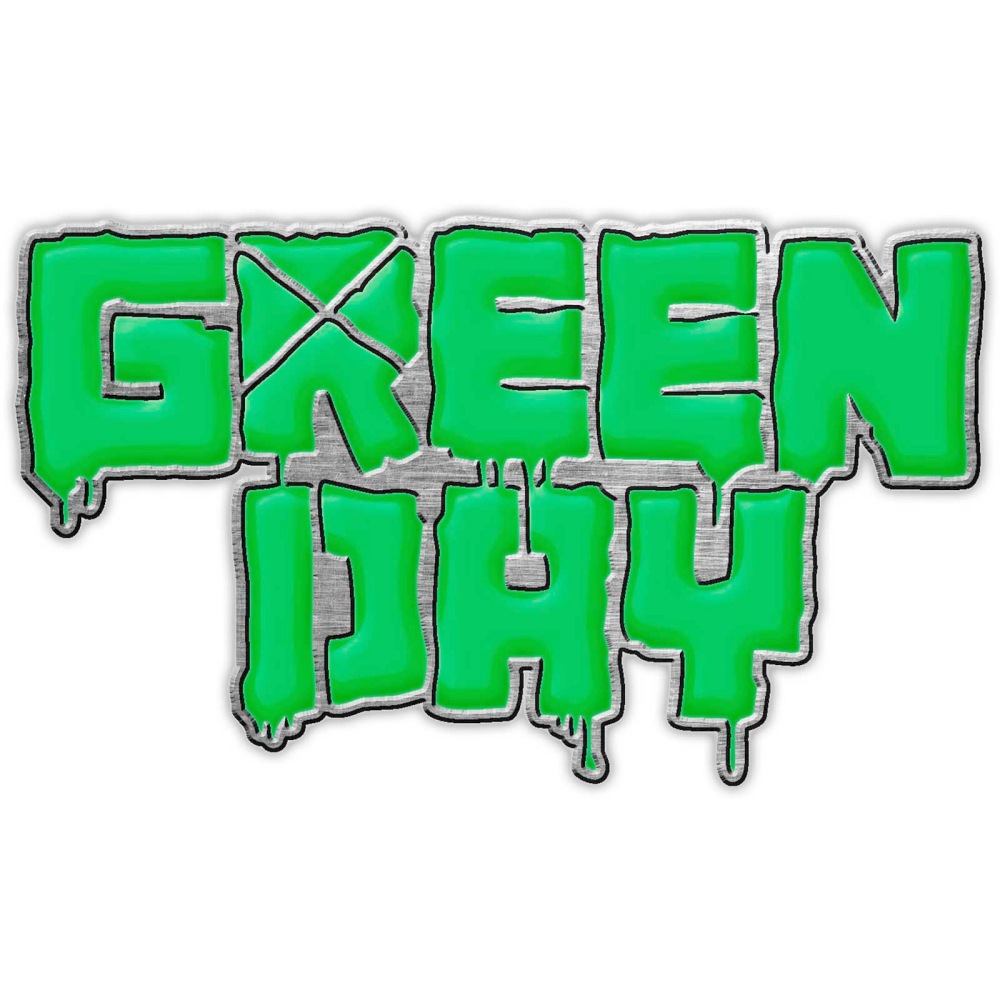 Green Day - Logo Button pin - Grün/Silberfarben
